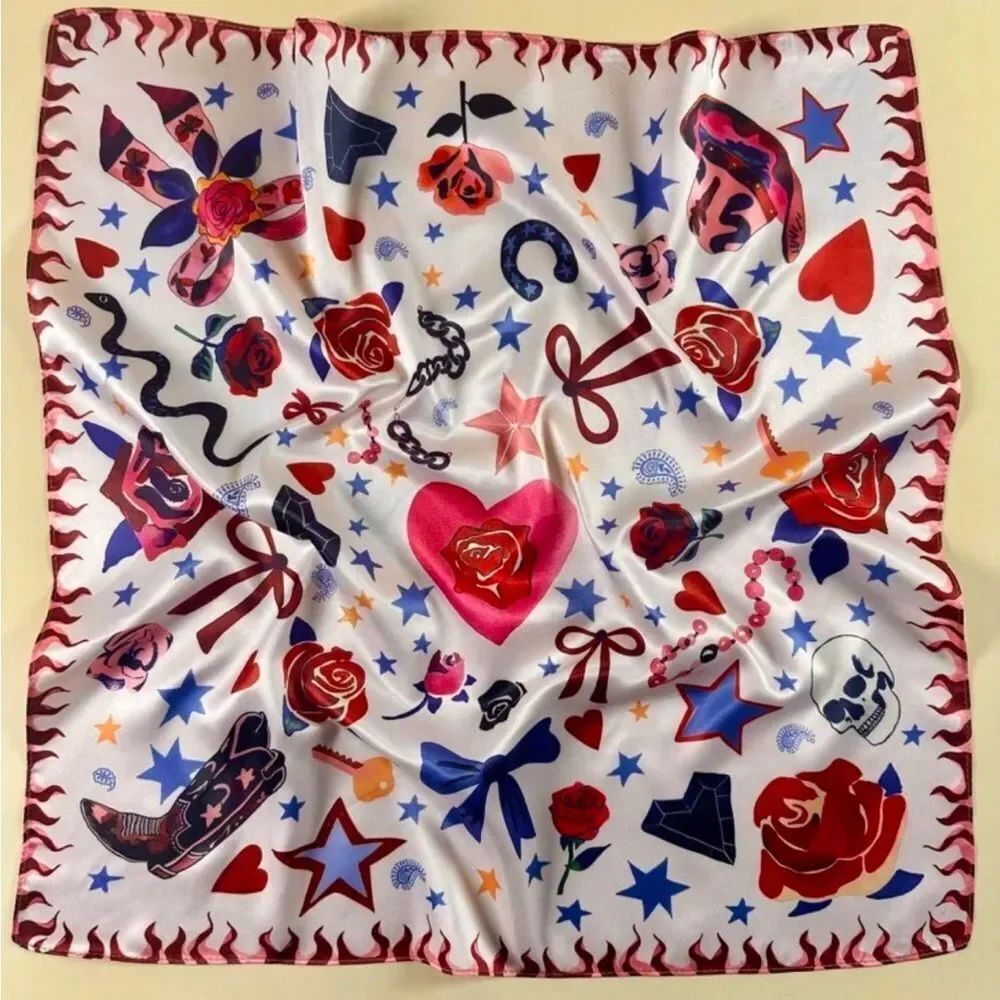 White heart-Bandana Scarf N1446